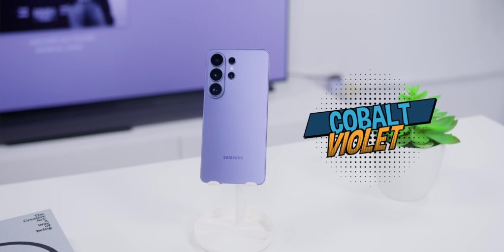 Samsung Galaxy S26 Ultra in the Cobalt Violet color option.