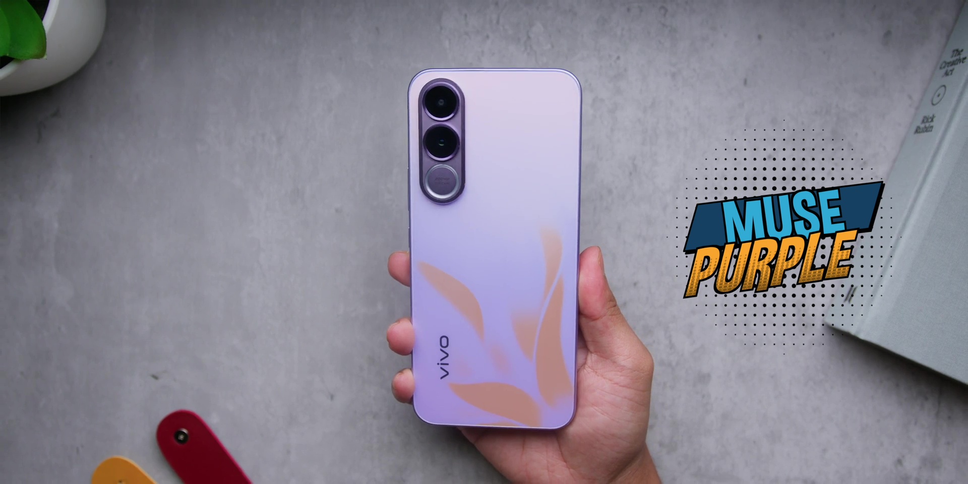 vivo V70 FE in Muse Purple color finish.