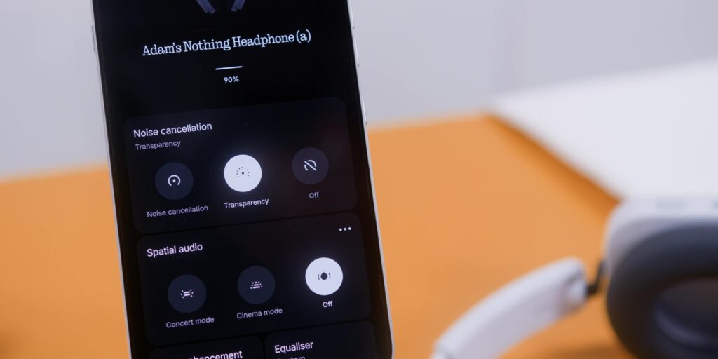 Visual showing how external voices and ambient sounds are filtered through via Transparency Mode.