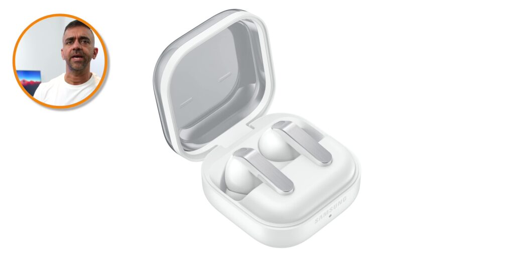 The Samsung Galaxy Buds4 Pro shown in a clean gloss white finish.