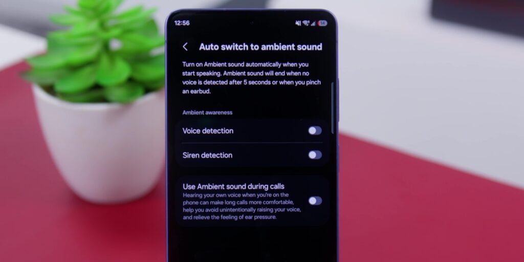 Demonstration of the Voice Detect feature automatically switching from ANC to Ambient mode.