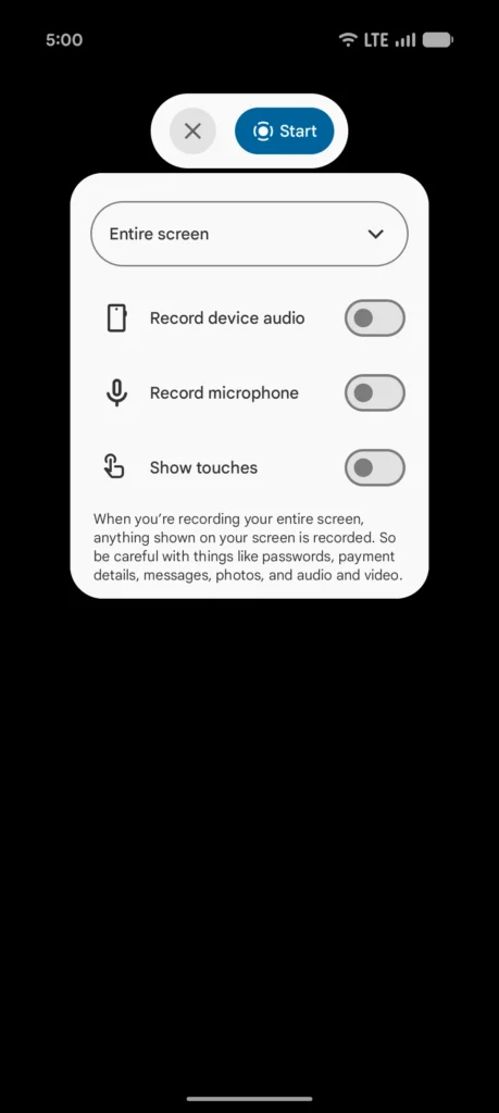Android 17 Beta 3 Screen recording