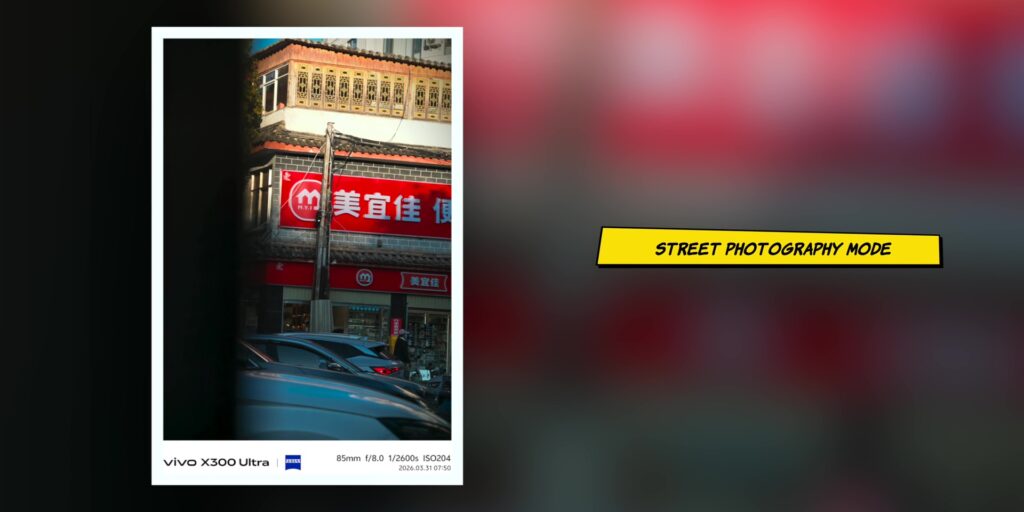 Street photography sample photo showcasing the unique color grading and speed of the vivo X300 Ultra 1