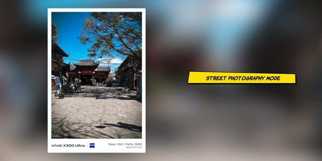 Street photography sample photo showcasing the unique color grading and speed of the vivo X300 Ultra 3