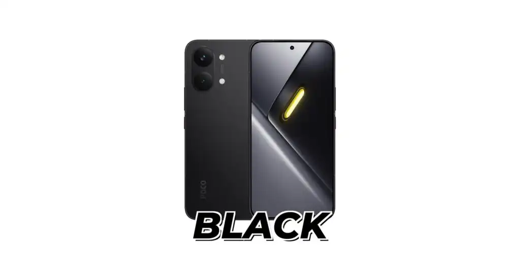 Rear view of the Poco X8 Pro Max smartphone in the black color variant.