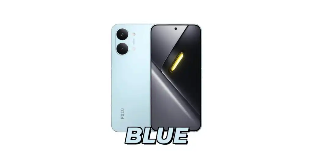 Rear view of the Poco X8 Pro Max smartphone in the blue color variant.
