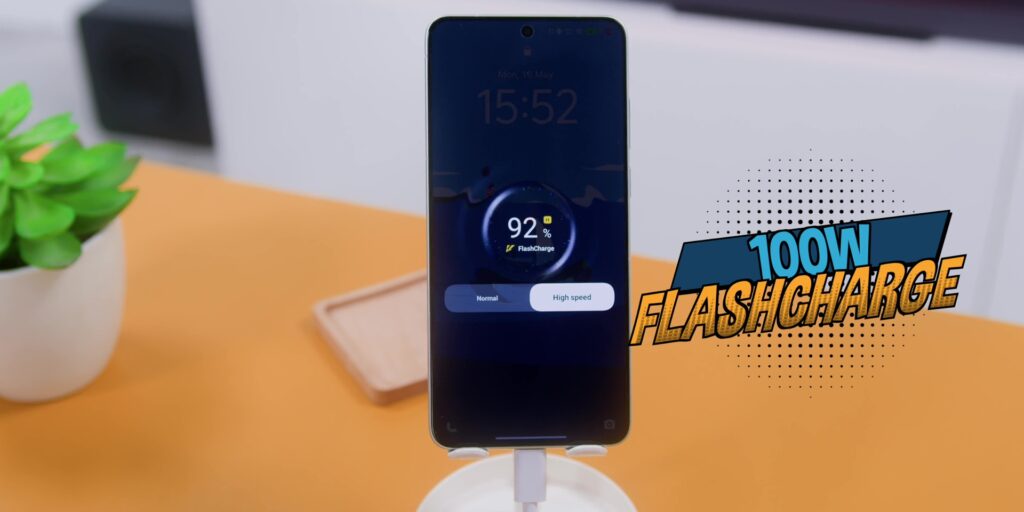 The vivo X300 Ultra showing a charging animation for its 100W FlashCharge capability.