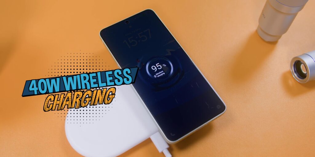 The vivo X300 Ultra resting on a wireless charging pad, demonstrating 40W wireless charging.