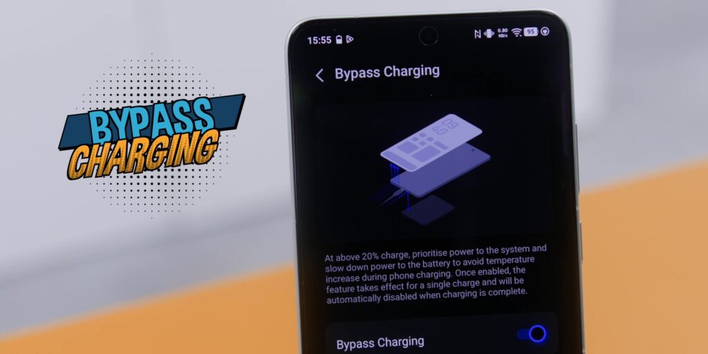 Interface or diagram showing the bypass charging feature active on the vivo X300 Ultra during gaming or heavy use.