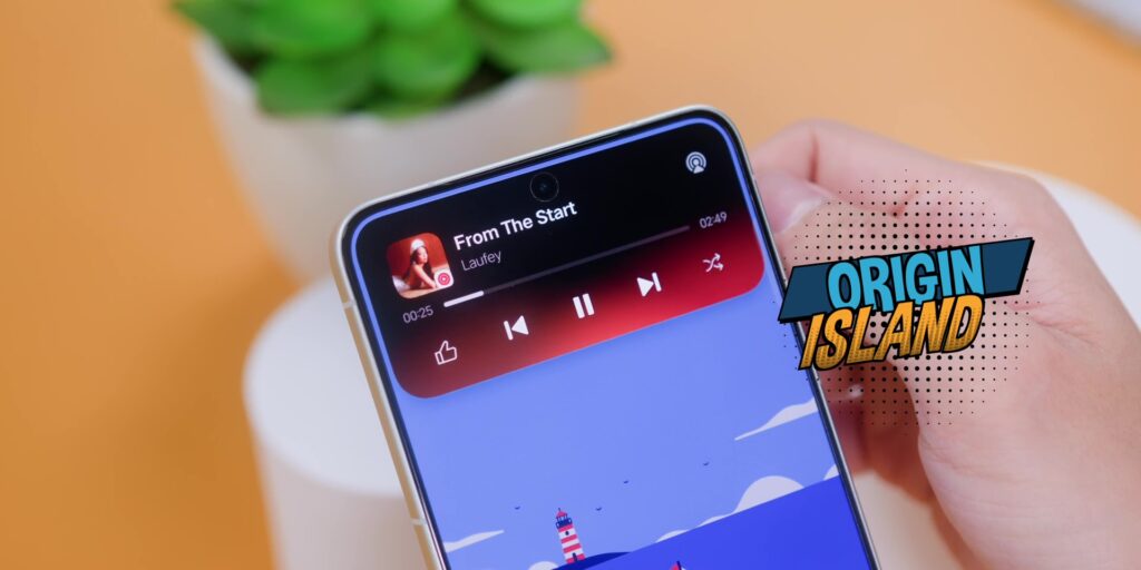 Screenshot of the OriginOS Origin Island dynamic notch interface feature on the vivo X300 Ultra.