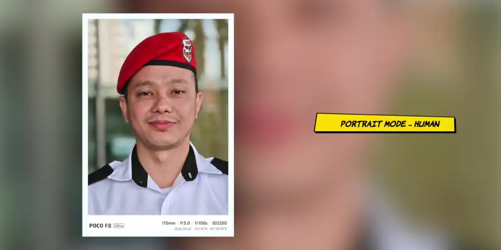 Third human portrait sample showing depth-of-field effects on the POCO F8 Ultra.