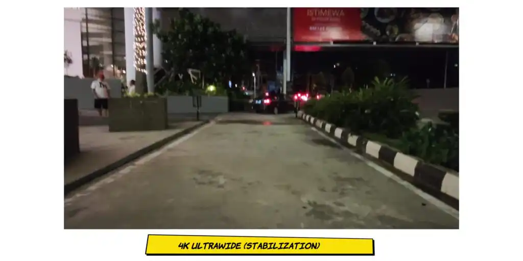 Video frame demonstrating 4K ultra-wide video stabilization performance.