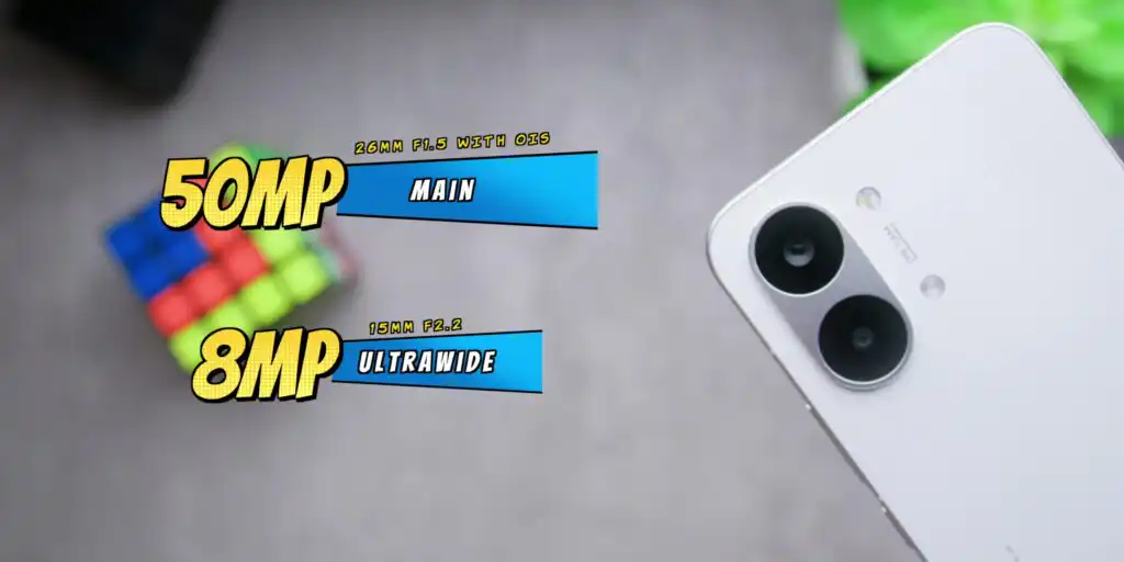 Image detailing the rear camera hardware, megapixels, and lens specifications of the Poco X8 Pro Max.