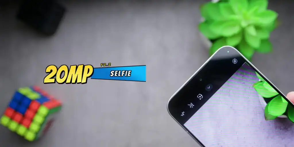 Close up shot of the front-facing punch-hole selfie camera on the Poco X8 Pro Max display.