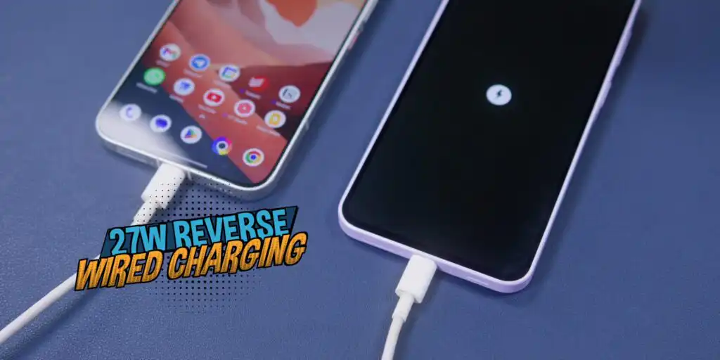 The Poco X8 Pro Max being used as a power bank to reverse charge another device via a USB-C cable.