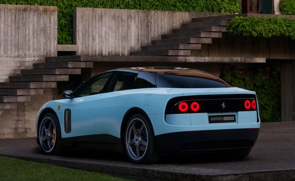 ferrari luce rear left blue close