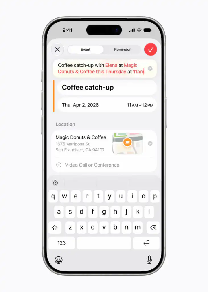 Apple Intelligence Calendar describe an event