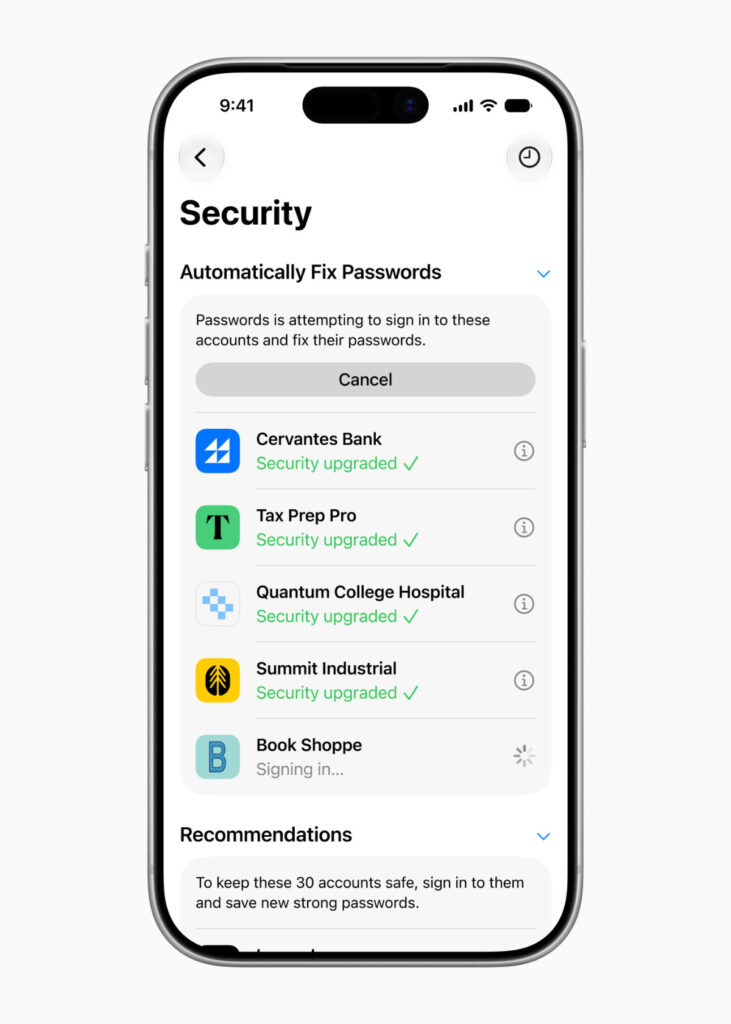 Apple Intelligence Passwords automatically upgrade