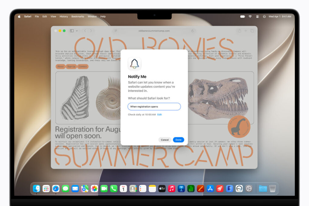 Apple Intelligence Safari Notify Me setup
