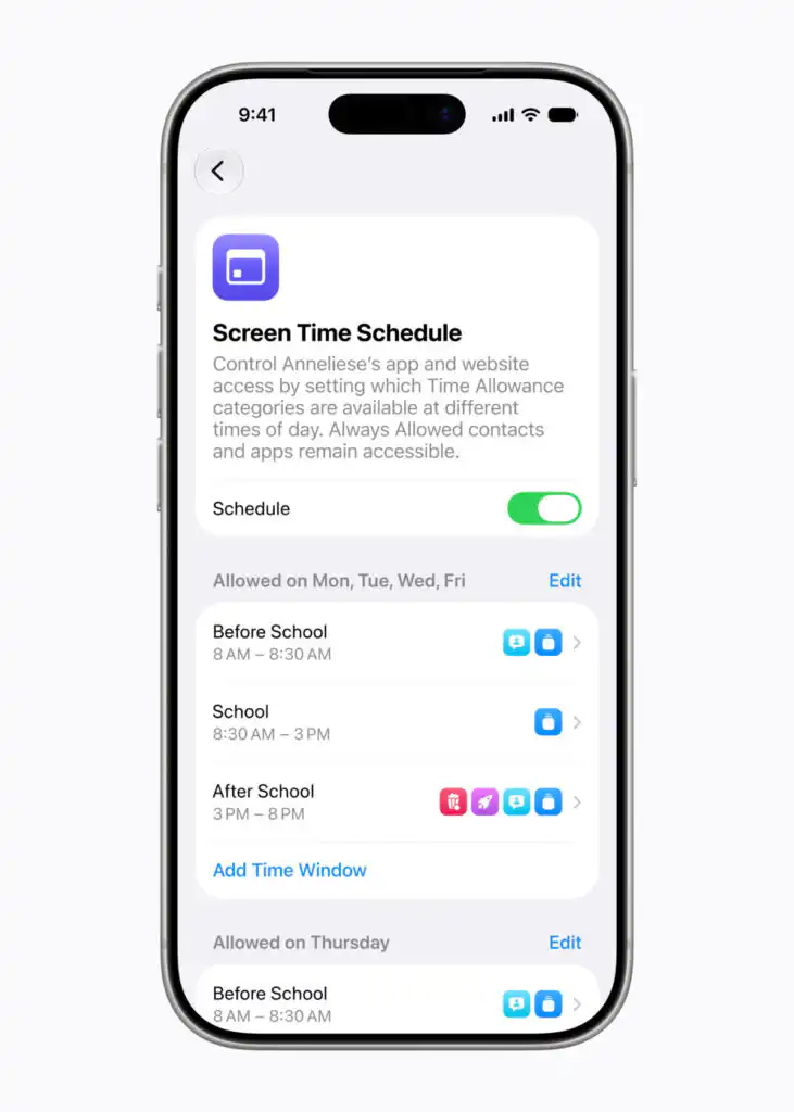 Guarding the Glass: Inside Apple’s Child Safety Updates 6 Apple child account Screen Time Schedule 2