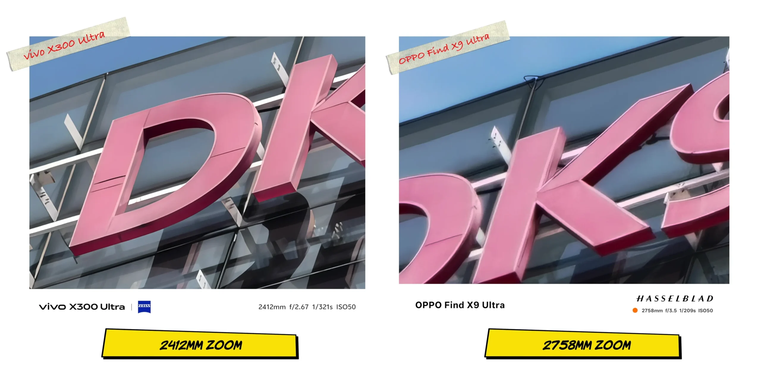 vivo X300 Ultra vs OPPO Find X9 Ultra: Camera Comparison 13 Side-by-side comparison of the maximum available digital zoom clarity on the Vivo X300 Ultra and Oppo Find X9 Ultra.