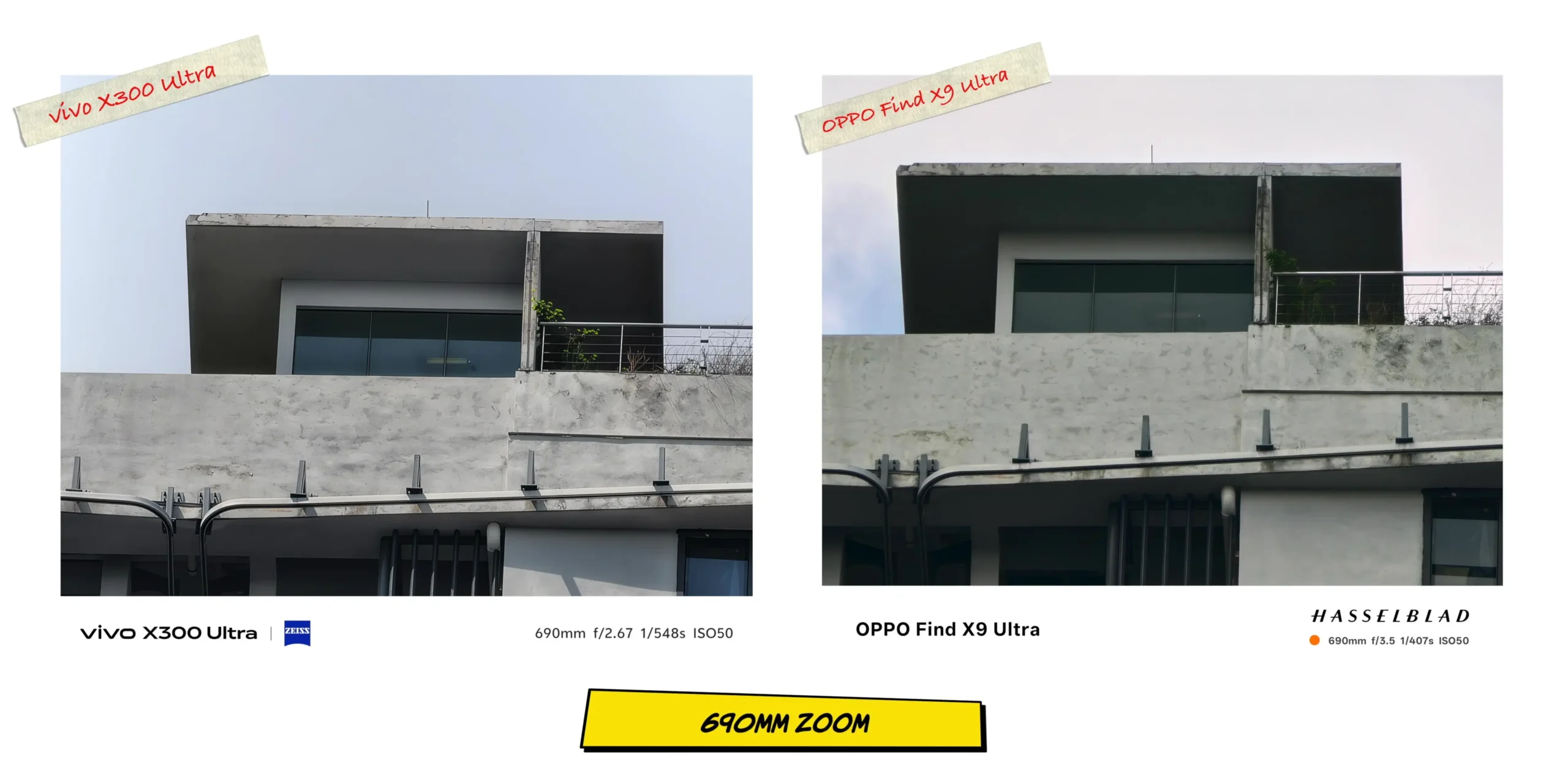 vivo X300 Ultra vs OPPO Find X9 Ultra: Camera Comparison 17 High-magnification telephoto comparison at 690mm testing image stabilization and resolved detail.