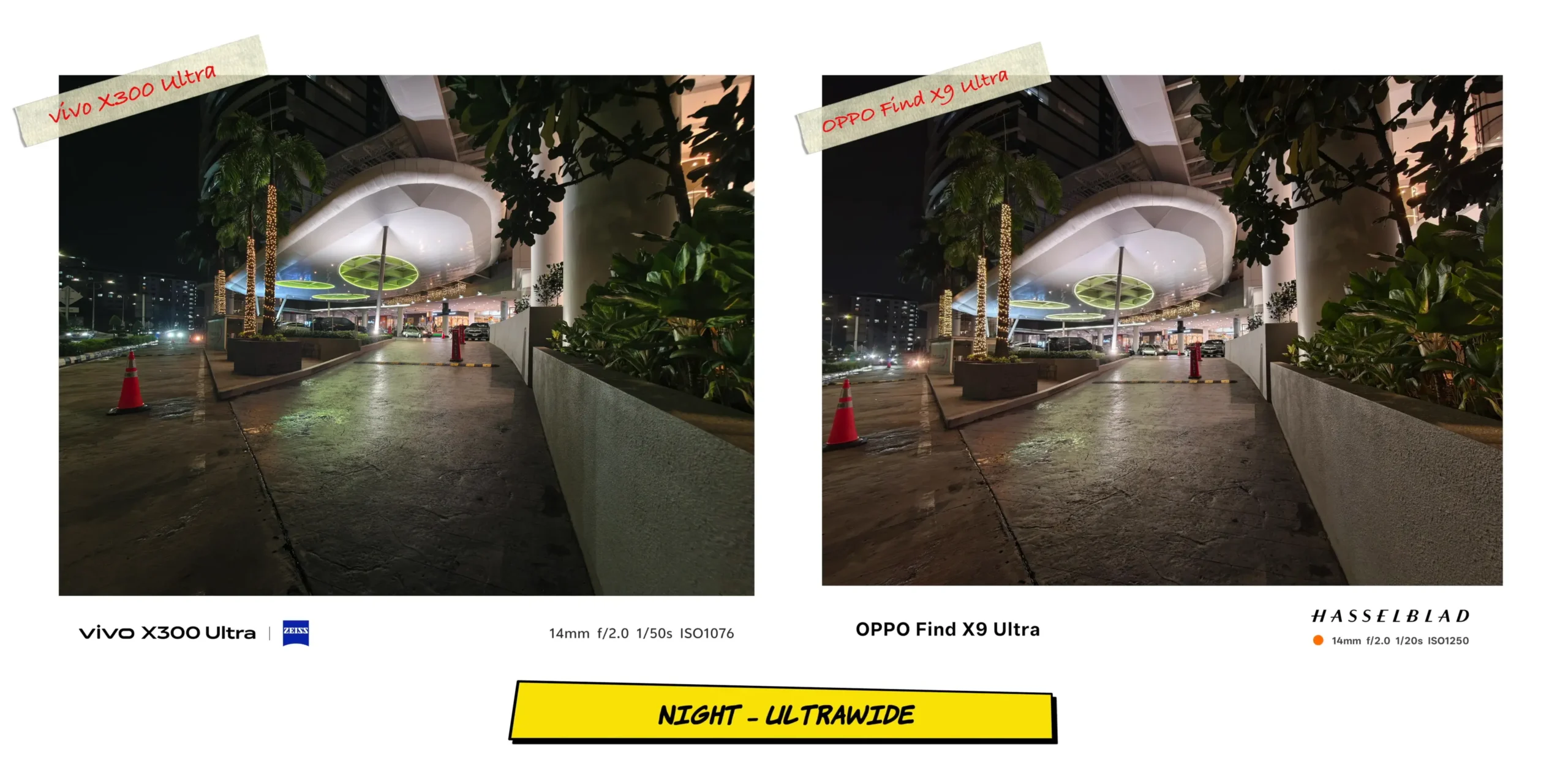 vivo X300 Ultra vs OPPO Find X9 Ultra: Camera Comparison 38 Low-light ultrawide photo sample 1 testing night mode noise reduction and street light blooming.
