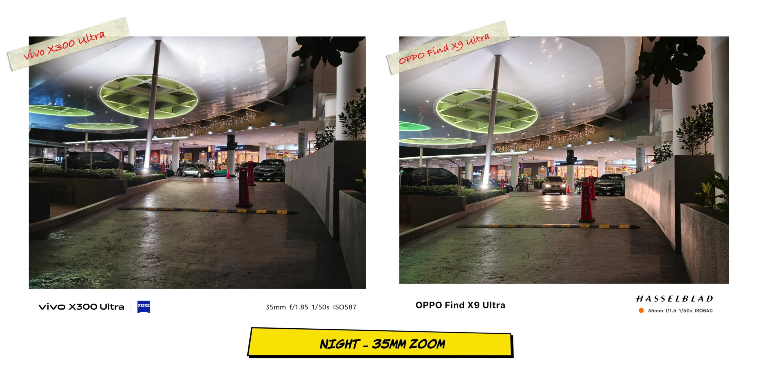 vivo X300 Ultra vs OPPO Find X9 Ultra: Camera Comparison 41 Side-by-side comparison of the first night zoom scene between both devices.