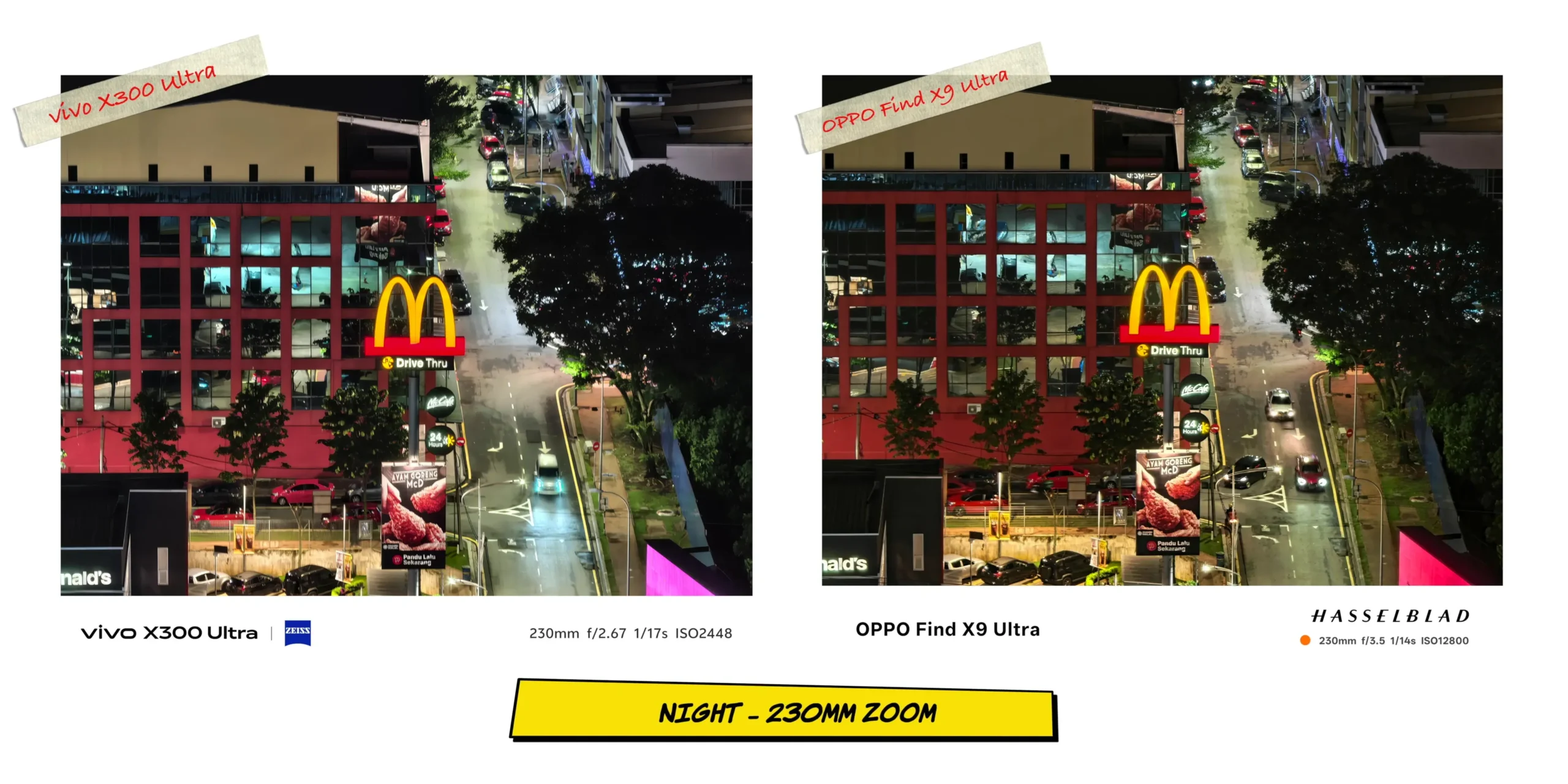 vivo X300 Ultra vs OPPO Find X9 Ultra: Camera Comparison 47 Evening telephoto sample at 230mm zoom highlighting stabilization capabilities in dark environments.