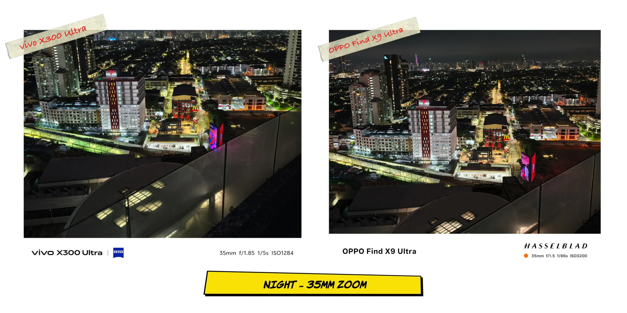 vivo X300 Ultra vs OPPO Find X9 Ultra: Camera Comparison 45 Evening low-light comparison sample at 35mm focal length showing color tones and shutter speeds.