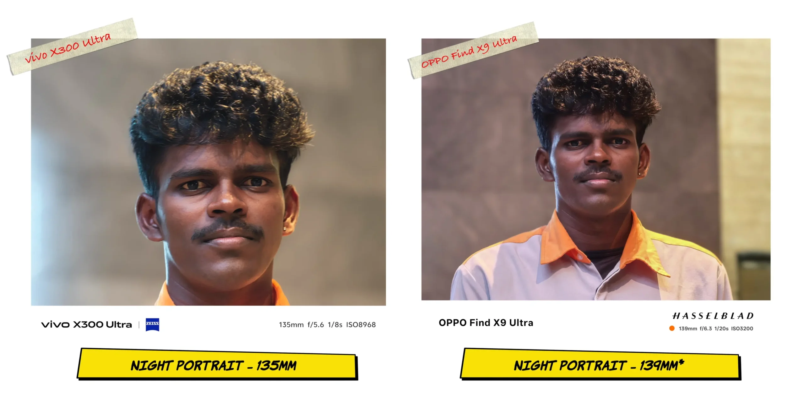 vivo X300 Ultra vs OPPO Find X9 Ultra: Camera Comparison 52 Night portrait mode sample 2 comparing face illumination and noise levels on skin tones.